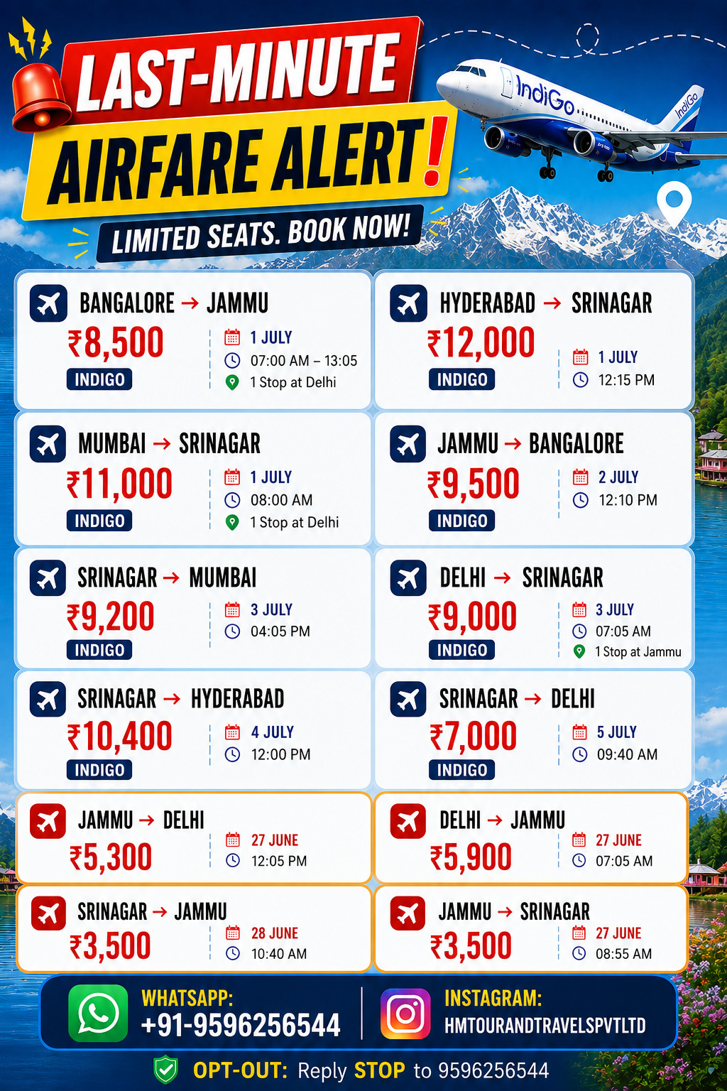 HM Tour and Travels — Today's flight deals